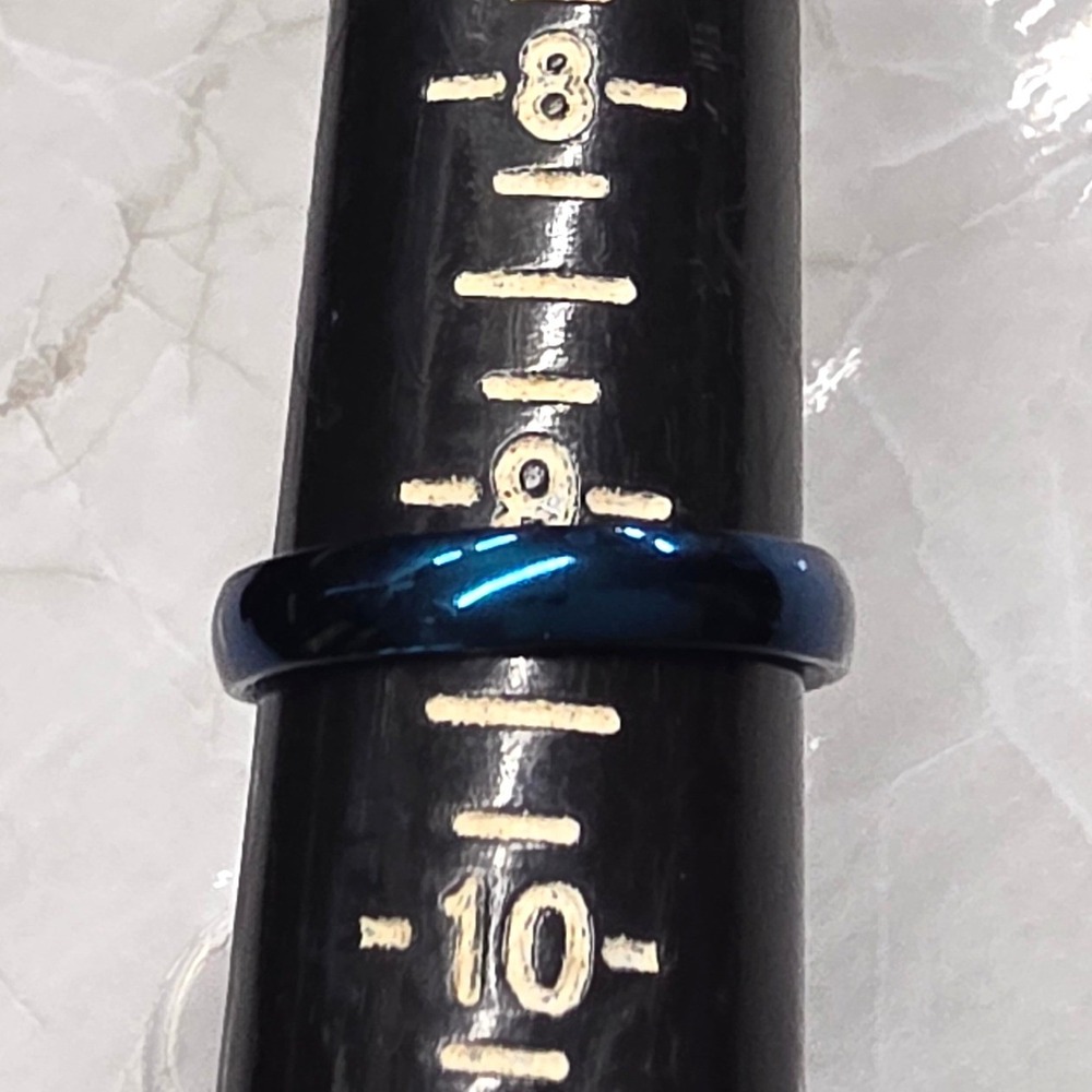 New Band Ring Size 9.25 Blue Metallic Minimalist Stackable Jewelry Wedding Thin